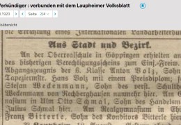 1920-08-18-Laupheimer-Verkuendiger-S.2-Volz-Anton-Abschluss-Oberrealschule-Goeppingen-2