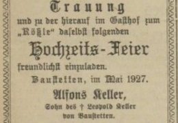 1927-05-19-Laupheimer-Verkuendiger-S.4-Keller-oo-Strobel-Hochzeitsfeier-Anzeige